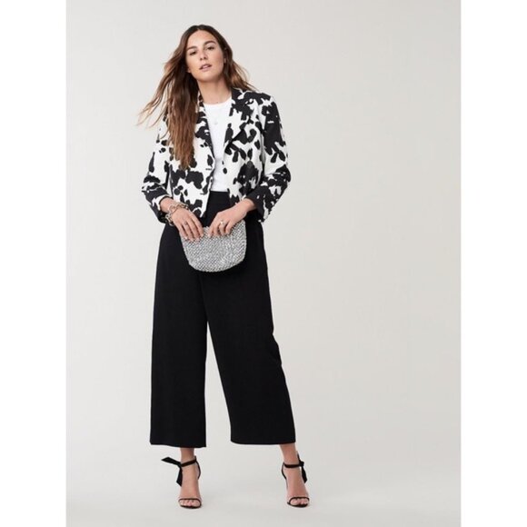 Diane Von Furstenberg Macie Cropped Animal Print Pony Ivory Blazer Small Jacket - Picture 16 of 16